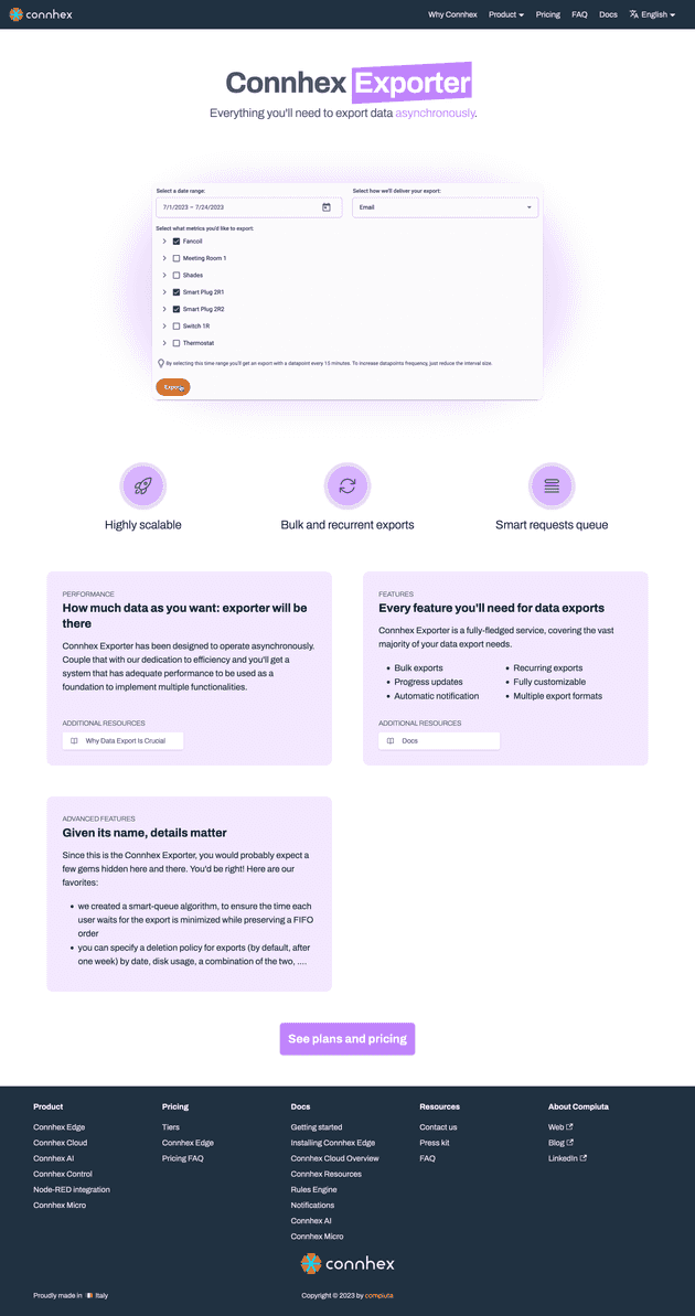 Connhex Exporter: published page.